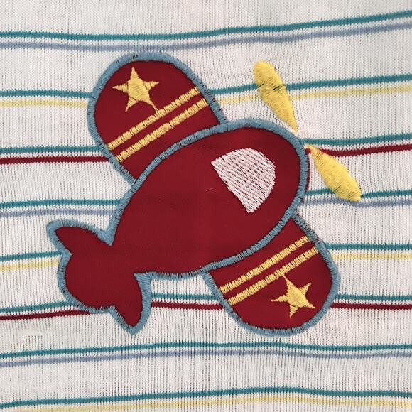 Vintage Healthtex Boys Romper 24 Months Stripes Airplane Made in the USA - Picture 5 of 7